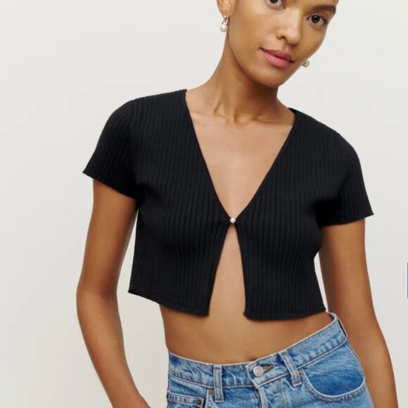 Reformation Anny Cotton Short Sleeve Cardigan - Picture 2 of 5